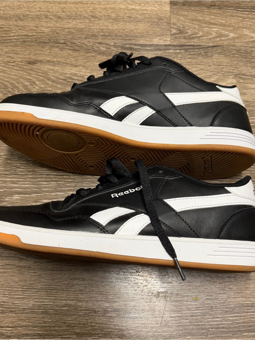 Reebok Black White Low-Top Athletic Sneakers with Gum Outsole
